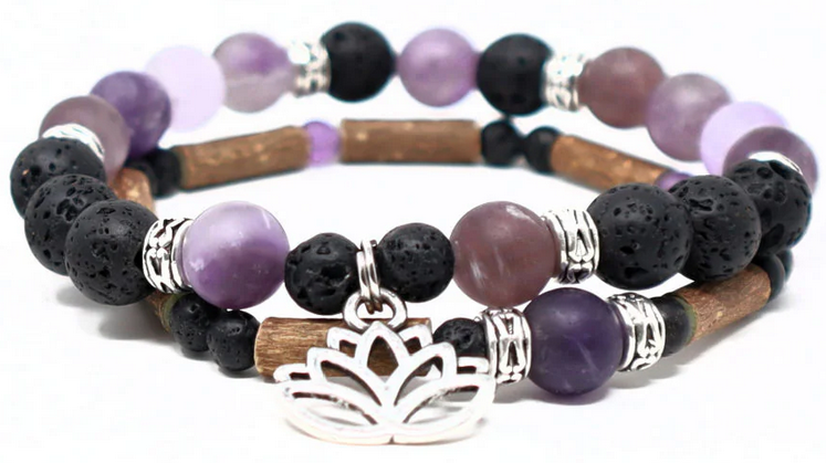 Pur Noisetier du Québec, vous connaissez ? Bracelet duo de Noisetier & d'Améthyste pour la relaxation, le calme, la zénitude...